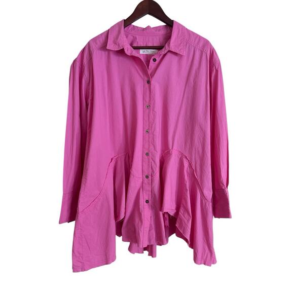 We the Free People Freya Button Front Shirt Tunic Asymmetric Poet Relaxed XS - Picture 1 of 9